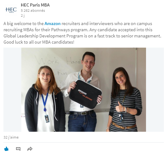 Example of a partnership between HEC and Amazon